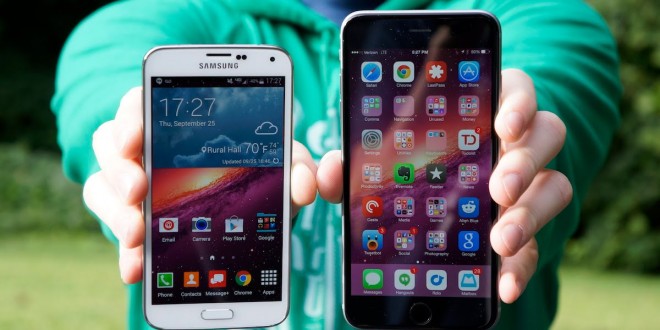 The Galaxy S5 gets compared to the iPhone 6 Plus in specs, design, price and features