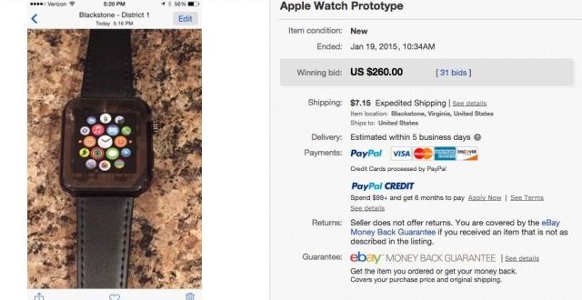Fake Apple Watch sold on eBay