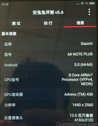 Xiaomi Mi Note Plus specs