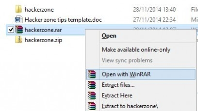 open with Winrar