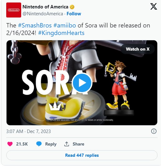 Super Smash Bros. Ultimate Sora amiibo Will Release February 2024 – Load  the Game